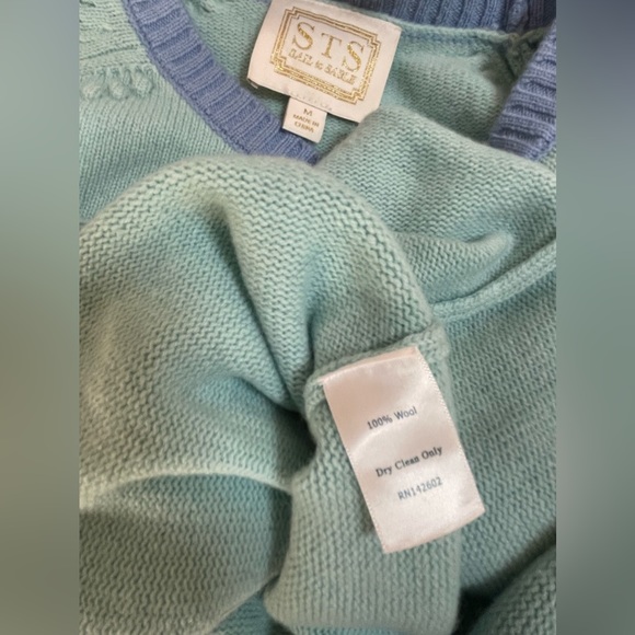 STS Sail and Sable aqua blue green wool sweater M - Picture 4 of 4
